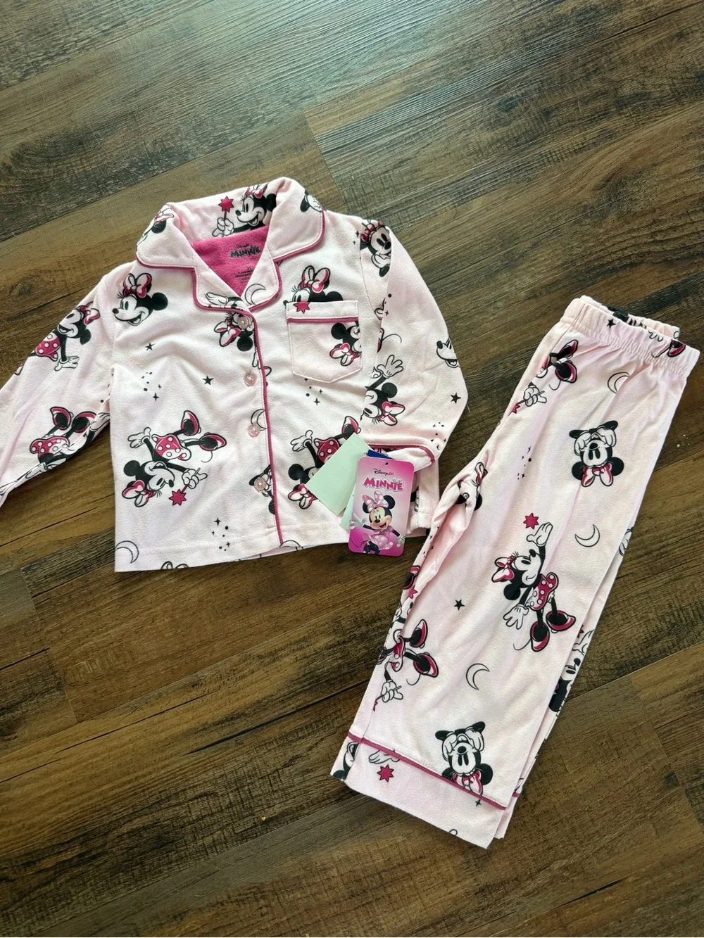Disney Pink Minnie Mouse Pajama Set with Black & White Accents